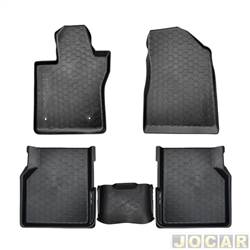 Tapete de borracha - Grid - <b>Jeep Commander Limited 4x4 2.0 16v turbo automtico flex 4P de 2021 em diante</b> - Commander 2021 em diante - tipo bandeja - 5 peas - preto - jogo - TB02003