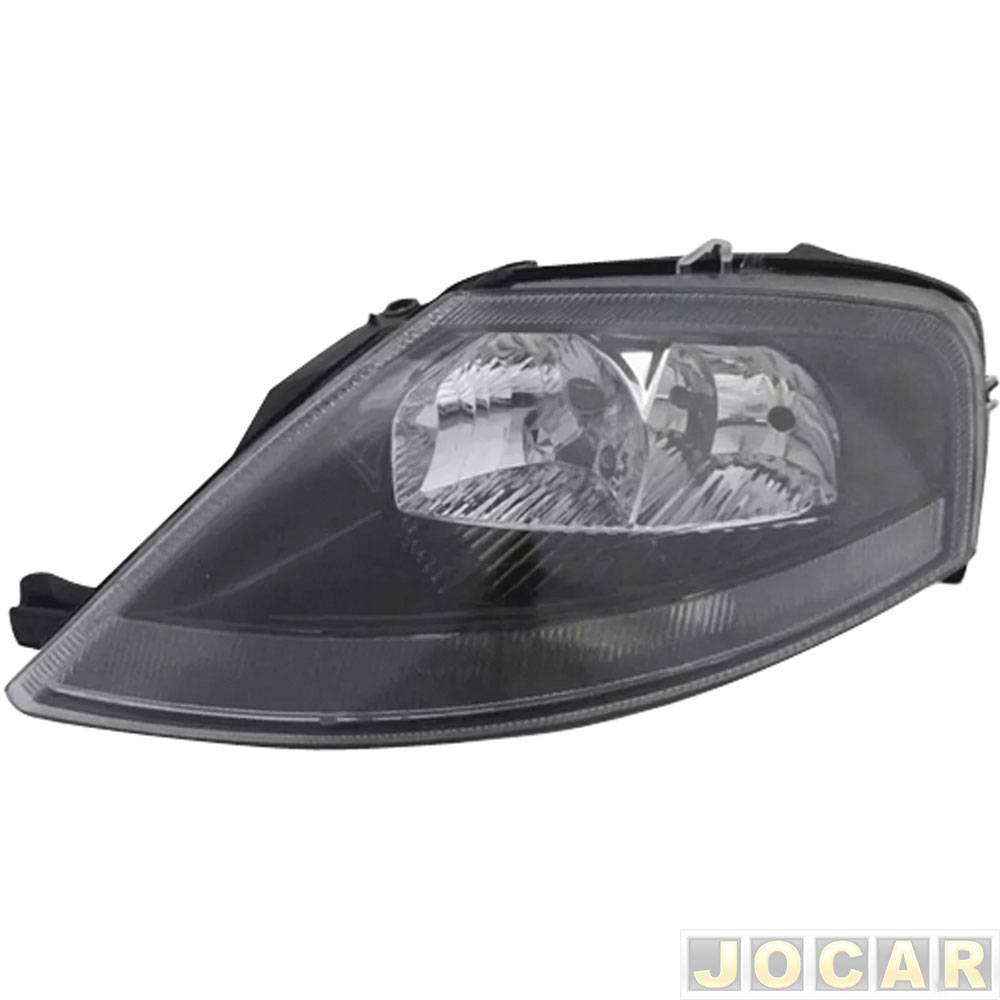 Farol principal - importado - C3 2003 até 2012 - manual - máscara black - lado do motorista - cada (unidade) - 24285