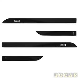 Friso lateral - <b>Citron C3 First Edition Bi-Tom 1.6 16V cmbio automtico Flex 4P de 2022 em diante</b> - C3 2023 em diante - preto perola negra - perfil faco - autoadesivo - jogo