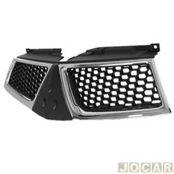 Grade dianteira - importado - <b>Mitsubishi L-200 Cabine Dupla Triton 4X4 AT 3.5 V6 24V Flex de 2011 at 2012</b> - L200 Triton 2011 at 2012 - preta/cromada - cada (unidade) - 20655