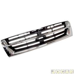 Grade dianteira - importado - <b>Mitsubishi Pajero Full 4X4-AT GLS 3.5 V6 gasolina 4P de 2001 at 2003</b> - Pajero Full 2001 at 2003 - preto e cromado - cada (unidade) - 21909