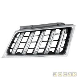 Grade dianteira - importado - <b>Mitsubishi Pajero Dakar HPE 4X4-AT 3.5 V6 Flex 4P de 2012 at 2013</b> - Pajero Dakar 2009 at 2013 - cromada - lado do passageiro - cada (unidade) - 22454