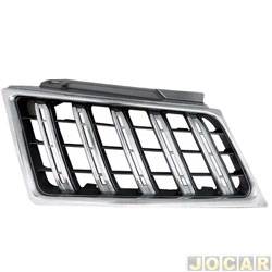 Grade dianteira - importado - <b>Mitsubishi Pajero Dakar HPE 4X4-AT 3.5 V6 Flex 4P de 2012 at 2013</b> - Pajero Dakar 2009 at 2013 - cromada - lado do motorista - cada (unidade) - 22453