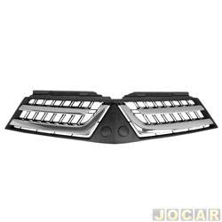 Grade dianteira - importado - <b>Mitsubishi Pajero Dakar HPE 4X4-AT 3.5 V6 Flex 4P de 2015 at 2015</b> - Pajero Dakar 2015 at 2016 - cromada - cada (unidade) - 26954
