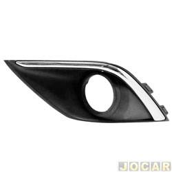 Grade (moldura) lateral do para-choque - importado - <b>Mitsubishi Outlander GT FTP 4X4-AT 3.0 V6 gasolina 4P de 2016 at 2018</b> - Outlander 2016 at 2018 - com furo e friso cromado - dianteiro - lado do motorista - cada (unidade) - 26969