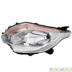 Farol principal - importado - <b>Mitsubishi L-200 Cabine Dupla Triton HLS Chrome 4X2 MT 2.4 16V Flex de 2016 at 2017</b> - L200 Triton 2016 at 2023 - cromado com cupula mbar - lado do motorista - cada (unidade) - 27501