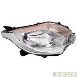 Farol principal - importado - Mitsubishi L-200 Cabine Dupla Triton HLS Chrome 4X2 MT 2.4 16V Flex de 2016 at 2017 - L200 Triton 2016 at 2023 - cromado com cupula mbar - lado do passageiro - cada (unidade) - 27502