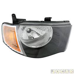 Farol principal - importado - <b>Mitsubishi L-200 Cabine Dupla Triton 4X4 AT 3.5 V6 24V Flex de 2009 at 2012</b> - L200 triton 2006 at 2012 - pisca amarelo - foco simples - lado do passageiro - cada (unidade) - 64465