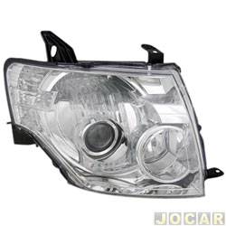 Farol principal - Depo - <b>Mitsubishi Pajero TR4 4X4-MT 2.0 16V Flex 4P de 2007 at 2009</b> - Pajero Full 2007 at 2009 - eltrico - lado do passageiro - cada (unidade) - 17390