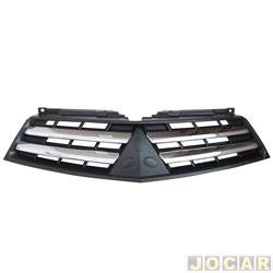 Grade dianteira - Tong Yang - <b>Mitsubishi L-200 Cabine Dupla Triton HPE 4X4 AT 3.5 V6 Flex de 2012 at 2017</b> - L200 Triton 2013 at 2015 - Cinza escuro moldura cromada - cada (unidade) - 24437