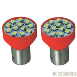 Lmpada automotiva - Autopoli - Lanterna 1 polo - vermelha - com 12 LEDs - par - AP350
