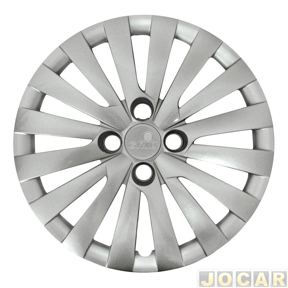 Calota aro 14 Volkswagen - Grid - Gol/Voyage/Saveiro 2009 até 2022 - cubo alto - prata - cada (unidade) - 117CA-PTA-U