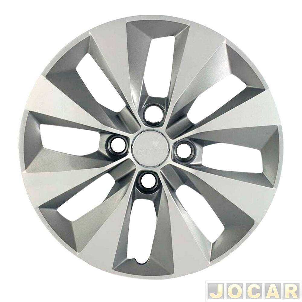Calota aro 14 Volkswagen - Grid - Gol/Voyage/Saveiro 2009 até 2022 - grafite/prata - cubo alto - cada (unidade) - 112CA-PTG-U