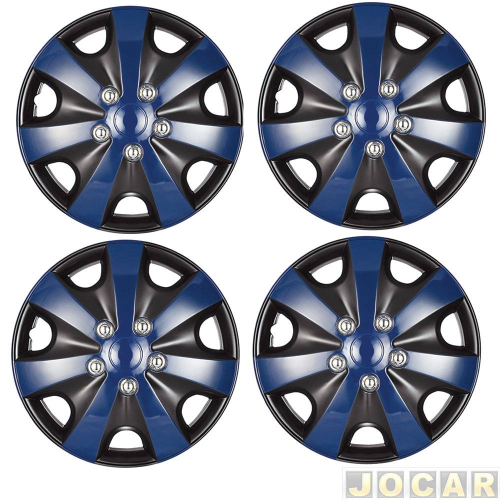 Calota aro 14 Universal - Podium - Universal Azan - preta e azul - jogo - P839
