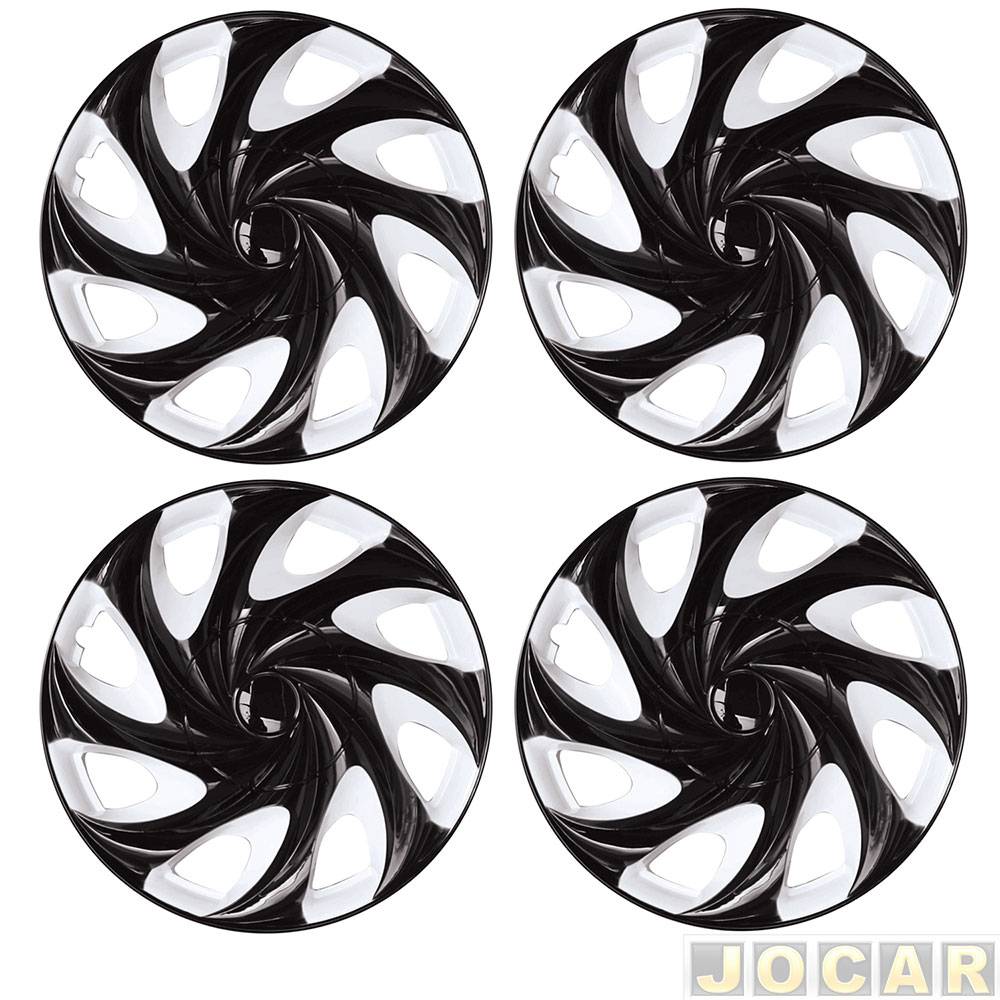 Calota aro 13 Universal - Podium - Universal Twister - branca e preta - jogo - P846