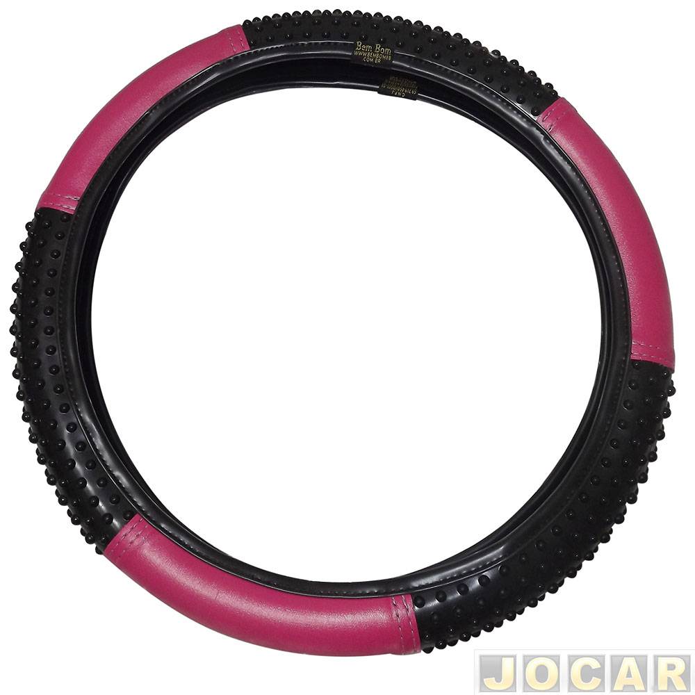 Capa do volante - Bem Bom - Gol 2000 até 2008 - Polo 2003 em diante - 35X36 - preto/rosa - cada (unidade) - G104R