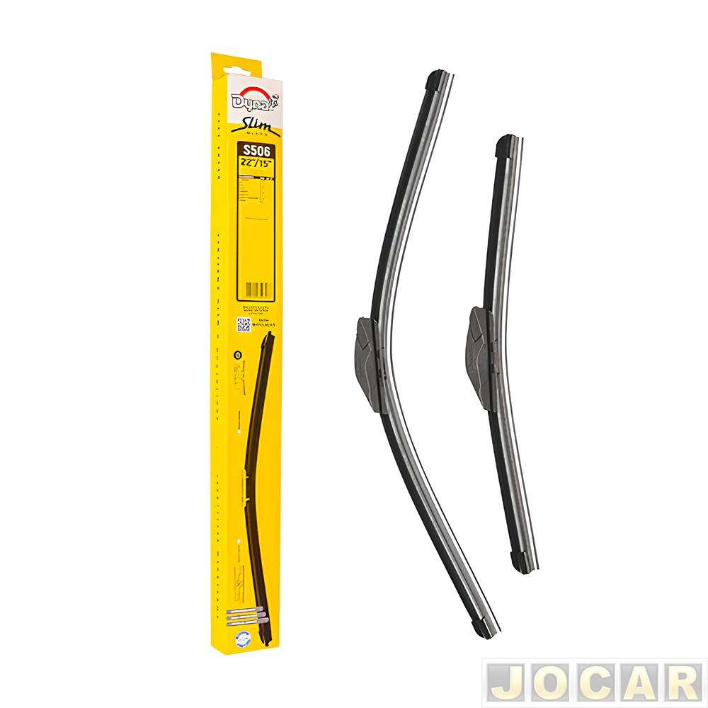 Palheta do limpador do para-brisa - Dyna - Gol/Voyage/Saveiro G5 2008 até 2013 - Fox 2003 até 2012 - 22/15 - 550mm/380mm - Slim Blade - encaixe DM2...