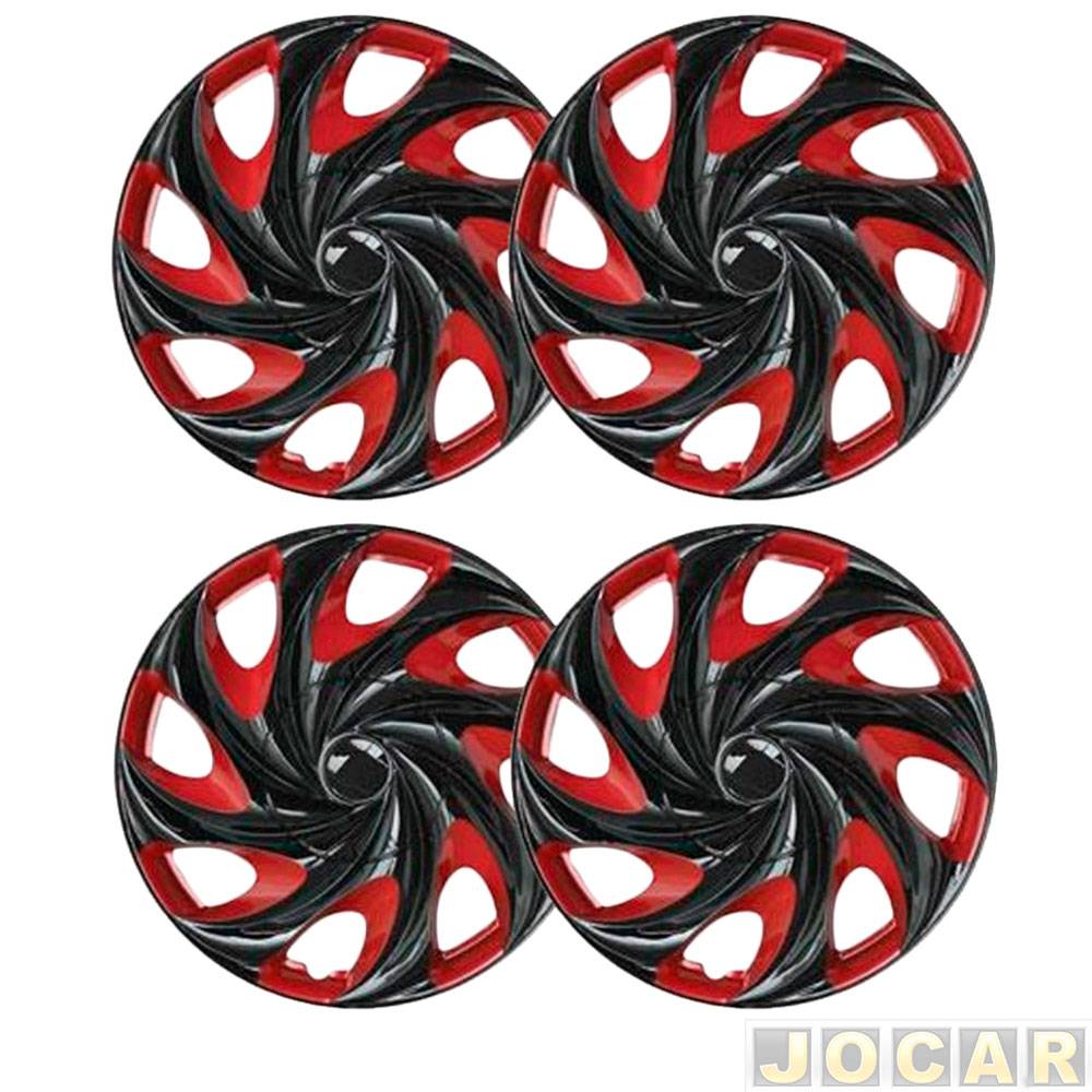 Calota aro 13 Universal - Podium - Universal Twister - preto e vermelho - jogo - 706446