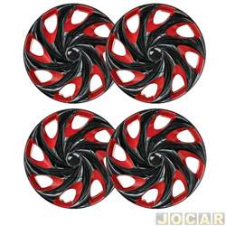 Calota aro 13 Universal - Podium - Universal Twister - preto e vermelho - jogo - 706446