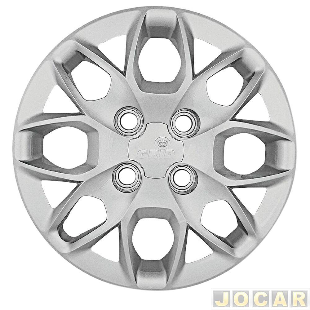 Calota aro 14 Ford - Grid - Ka/Ka+ 2014 até 2016 - cubo baixo - prata - cada (unidade) - 342CB-PTA-U