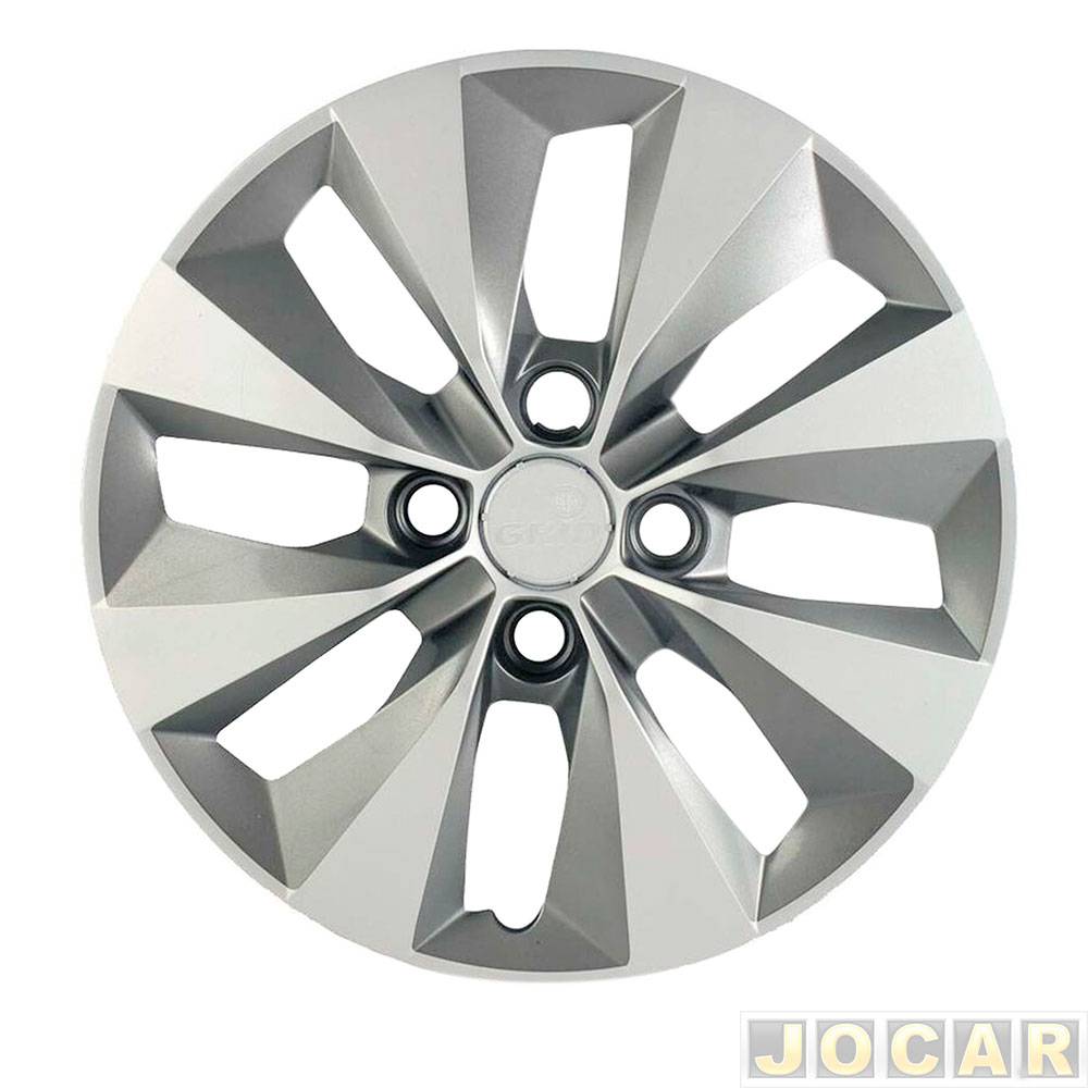 Calota aro 14 Volkswagen - Grid - Gol/Voyage 2009 até 2022 - Saveiro 2010 em diante - grafite/prata - cubo baixo - cada (unidade) - 112CB-PTG-U