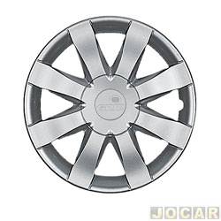 Calota aro 15 Renault - Grid - <b>Renault Logan Expression 1.0 12V SCe Flex de 2017 at 2019</b> - Sandero/Logan 2015 at 2016 - encaixe - prata - cada (unidade) - 875AR-PTA-U
