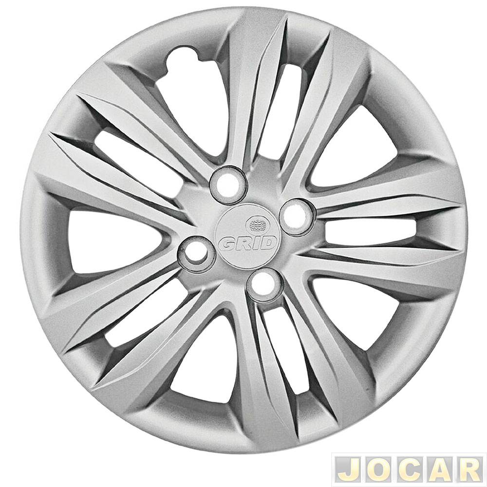 Calota aro 14 Hyundai - Grid - HB20/HB20S 2016 em diante - cubo baixo - prata - cada (unidade) - 191CB-PTA-U