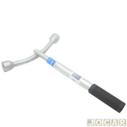 Chave de roda - T - prolongavel - com boca sextavada de 17 e 19 mm - cromada - cada (unidade)