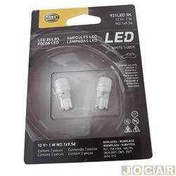 Lmpada automotiva - Hella - LED 921 - W2.1x9.5D - 12V - 1W - 5000K - pingo - par - 921LED5K