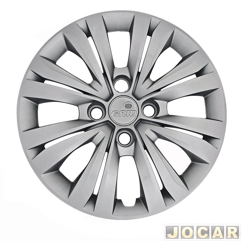 Calota aro 15 Volkswagen - Grid - Gol/Voyage 2009 até 2022 - Saveiro 2010 em diante - parafuso cubo padrão - prata - cada (unidade) - 246CP.PTA.U