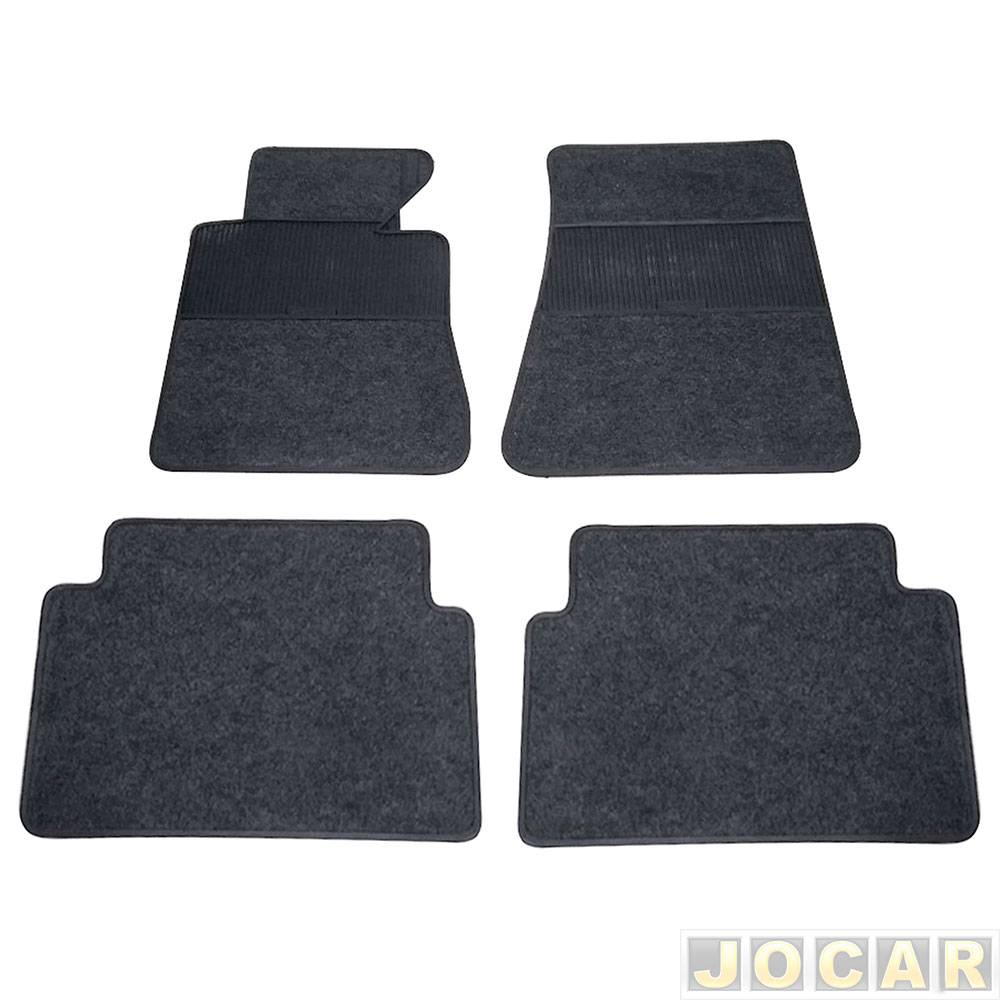 Tapete de carpete+borracha - Equipage - Serie 4 universal - preto - jogo - 3016004