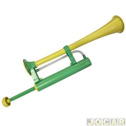 Buzina corneta - Jumbinho - a ar - manual - 44cm - verde e amarela - cada (unidade)