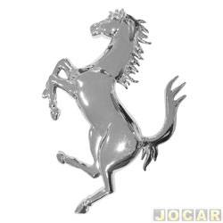 Emblema universal - alternativo - Marçon - cavalo modelo Ferrari - virado para esquerda - 6,7cm - cromado - cada (unidade) - 8102