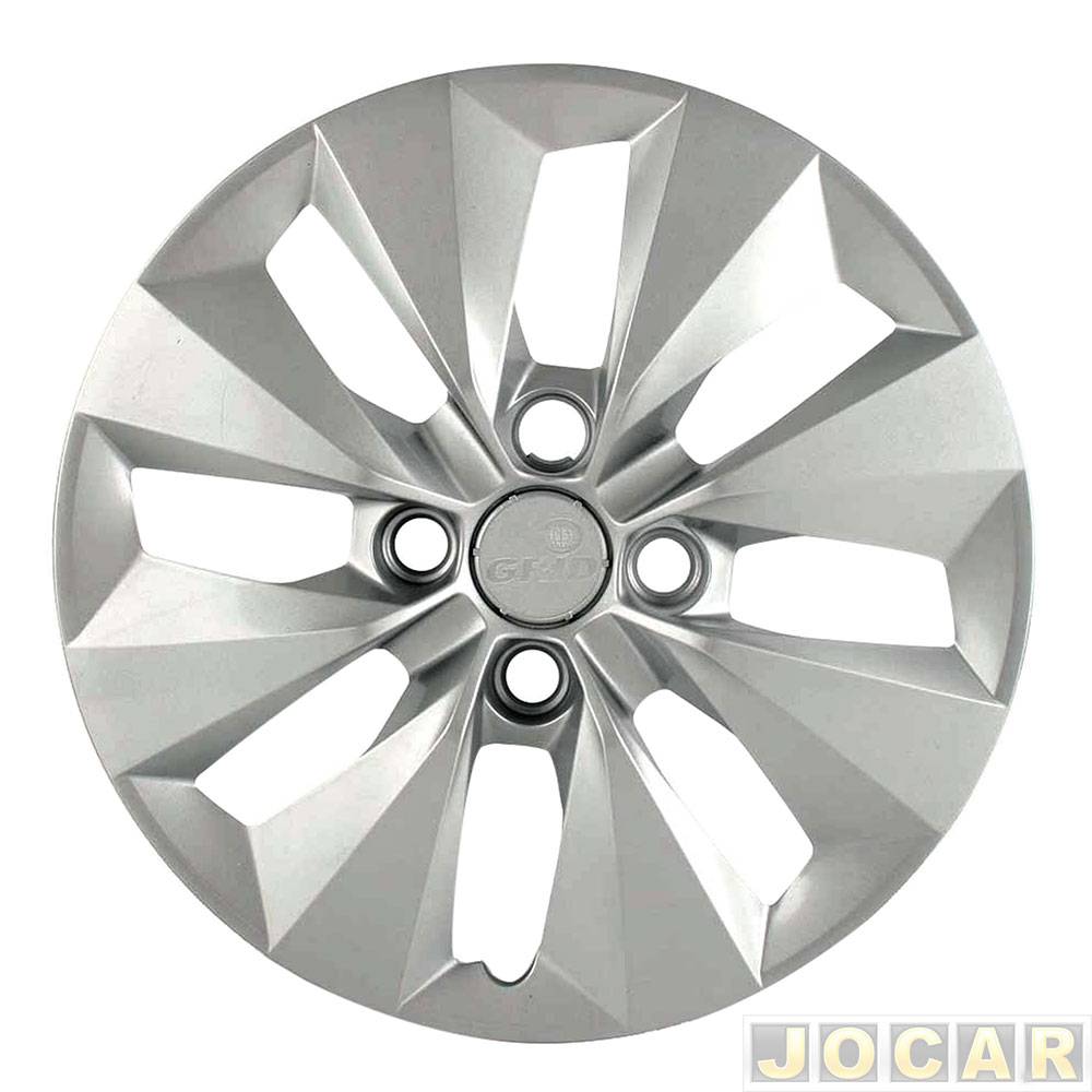 Calota aro 14 Volkswagen - Grid - Gol/Voyage/Saveiro 2009 até 2022 - cubo baixo - prata - cada (unidade) - 112CB.PTA-U