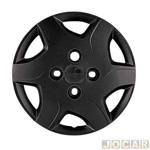 Calota aro 13 Chevrolet - Grid - Celta 2012 até 2015 - fixado com parafuso cubo baixo - preta - cada (unidade) - 042CB-POF-U