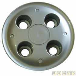 Calota do centro da roda Fiat - alternativo - <b>Fiat Strada Cabine Simples Working 1.5 mpi gasolina 2P de 1998 at 2001</b> - Strada 1998 at 2001 - p/roda ferro-furao 4X100 - prata - cada (unidade)