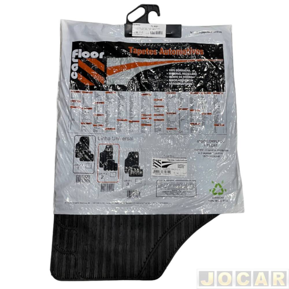 Tapete de borracha - Car Floor - Grupo 3 (tipo universal - ver detalhes) - 4 peças universal - desenho estilo Borcol. - preto - jogo - DGRU3.0
