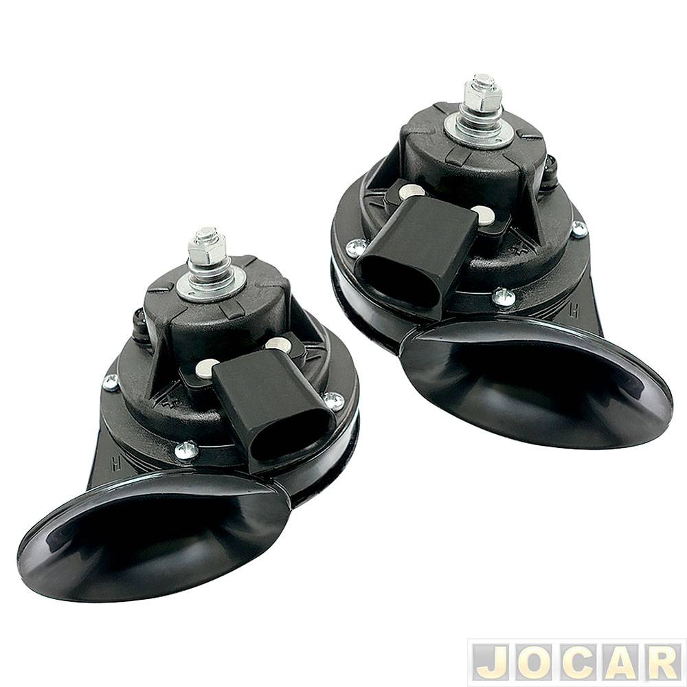 Buzina automotiva - BZM - Linha Volkswagen/Audi 2012 em diante - 12V modelo caracol - sem delay - som grave e agudo - par - B58