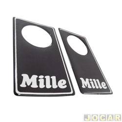 Adesivo protetor do miolo - <b>Fiat Uno Mille EX 1.0 mpi 2P lcool de 1999 at 2000</b> - Uno Mille 2 portas 1984 at 2013 - da porta - autoadesivo - preto - par