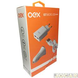 Carregador de celular - NewEX - Kit com conexão Micro USB - branco - cada (unidade) - 48.7259