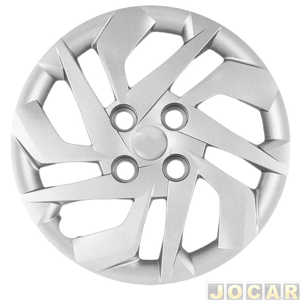 Calota aro 14 Hyundai - Grid - HB20 2020 em diante - cubo baixo - fixada nos parafusos - prata - cada (unidade) - 187CB-PTA-U