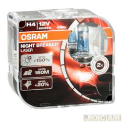 Kit lâmpada do farol - Osram - H4 - 12V - 60/55W - 3900K - Night Breaker Laser - 150% + luz - kit - 64193NL-HCB