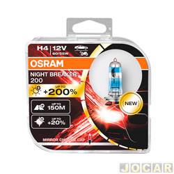 Kit lâmpada do farol - Osram - H4 - 12V - 60/55W - 3900K - Night Breaker 200 - kit - 64193NB200