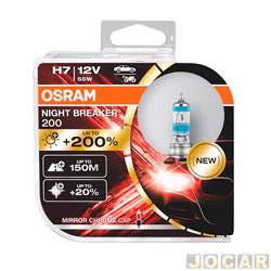 Kit lâmpada do farol - Osram - H7 - 12V - 55W - 3550K - Night Breaker 200 - kit - 64210NB200