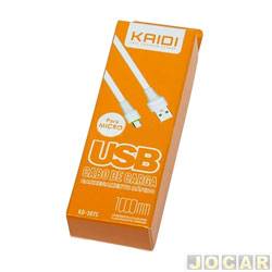 Cabo para celular - Kaidi KD-307S - para Android - Micro USB V8 - 1 metro - branco - cada (unidade)