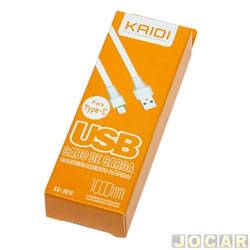 Cabo para celular - Kaidi KD-307C - para Android - USB-C - 1 metro - branco - cada (unidade)