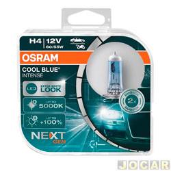 Kit lâmpada do farol - Osram - H4 - 12V - 60/55W - 5000K - Cool Blue Intense Next Gen - kit - 64193CBN-HCB
