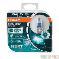 Kit lmpada do farol - Osram - HB4 - 12V - 51W - 5000K - Cool Blue Intense Next Gen - kit - 9006CBN-HCB