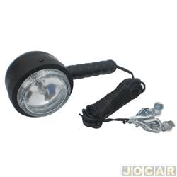 Farol de socorro - alternativo - Fortluz - com lampada H3 - cabo de 8 metros e garras para bateria - cada (unidade) - 800T - 12V