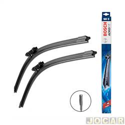 Palheta do limpador do para-brisa - Bosch - <b>Chevrolet Agile Effect 1.4 8V Econo.flex Easytronic de 2013 at 2014</b> - Agile 2009 at 2014 - Montana 2011 at 2021 - 21/18 - 530mm/450mm - Aerofit SD - dianteira - par - SD3 - 3397014502